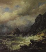 Friedrich Stahl Sturm an der Kuste oil painting on canvas